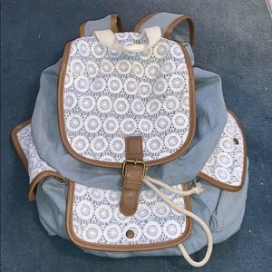 Black and white lace backpack